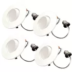Bulbrite 861497 (LED9REC/4/930/WHRD-G/D-4PK) 9W LED 4" DOWNLIGHT ADJUSTABLE RETROFIT W/GIMBAL 3000K WHITE ROUND DIMMABLE JA8 120V-4PK