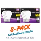 Fiet Electric Q43A/W/4-8 A19 43W 120V Medium Base E26 3000K Soft White 8-pack