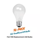 Fiet Electric Q72A/W/16 A19 72W 120V Medium Base E26 3000K Soft White 16-pack