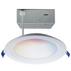 SATCO S11566 12WLED/DW/6/RGBTW/RND/RD/WH 12 Watt; LED Direct Wire; Low Profile Regress Baffle Downlight; 6 Inch Round; Starfish IOT; Tunable White and RGB; 120 Volt; 90 CRI; White Finish
