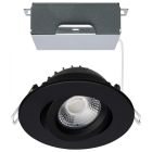 SATCO S11619R1 12W/DW/GBL/4/CCT/RND/RD/BK 12 Watt LED Direct Wire Downlight - Gimbaled - 4 Inch - CCT Selectable - Round - Remote Driver - Black Finish - 850 Lumens - 120 Volt