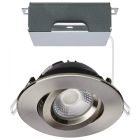 SATCO S11620R1 12W/DW/GBL/4/CCT/RND/RD/BN 12 Watt LED Direct Wire Downlight - Gimbaled - 4 Inch - CCT Selectable - Round - Remote Driver - Brushed Nickel Finish - 850 Lumens - 120 Volt