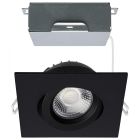 SATCO S11622R1 12W/DW/GBL/4/CCT/SQ/RD/BK 12 Watt LED Direct Wire Downlight - Gimbaled - 4 Inch - CCT Selectable - Square - Remote Driver - Black Finish - 850 Lumens - 120 Volt