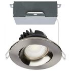 SATCO S11626R1 12W/DW/GBL/3.5/CCT/RND/RD/BN 12 Watt LED Direct Wire Downlight - Gimbaled - 3.5 Inch - CCT Selectable - Round - Remote Driver - Brushed Nickel Finish - 840 Lumens - 120 Volt
