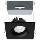 SATCO S11628R1 12W/DW/GBL/3.5/CCT/SQ/RD/BK 12 Watt LED Direct Wire Downlight - Gimbaled - 3.5 Inch - CCT Selectable - Square - Remote Driver - Black Finish - 840 Lumens - 120 Volt