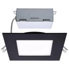 SATCO S11877 12WLED/DW/6/CCT-SEL/SQ/RD/BK 12 Watt - LED Direct Wire Downlight - Edge-lit - 6 inch - CCT Selectable - 120 volt - Dimmable - Square - Remote Driver - Black Finish