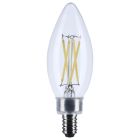SATCO S12496 (8W/CTC/LED/935/120V/E12) 8 Watt B11 LED - Candelabra Base - Candle-Tip - Clear - 3500K CCT - 120 Volt