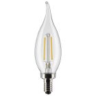 SATCO S21839 3CA10/LED/927/CL/120V/E12/2CD 3 Watt CA10 LED; Clear; Candelabra Base; 2700K; 200 Lumens; 120 Volt; 2-Pack